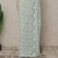Mint Green Premium French Metallic Chantilly Lace Saree Fabric, 5.5 Mtrs Length, 110 Cms Width, Crafted in France – Exquisite Floral Pattern, Blouse Not Included-D26410