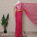 Fuchsia Pink Premium French Chantilly Lace Saree Fabric 5.5 Mtrs with 110 Cms Width – Imported from France-D25635