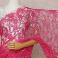 Fuchsia Pink Premium French Chantilly Lace Saree Fabric 5.5 Mtrs with 110 Cms Width – Imported from France-D25635