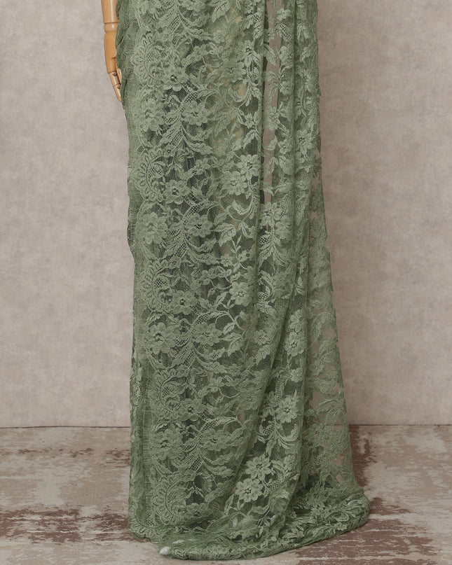 Sage Green Premium French Chantilly Lace Saree Fabric 5.5 Mtrs with 110 Cms Width – Imported from France-D25632 Regal Fabrics