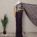 Plum Premium 2-Tone French Chantilly Lace Saree Fabric 5.5 Mtrs with 110 Cms Width – Imported from France-D25650