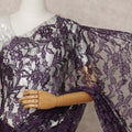 Plum Premium 2-Tone French Chantilly Lace Saree Fabric 5.5 Mtrs with 110 Cms Width – Imported from France-D25650