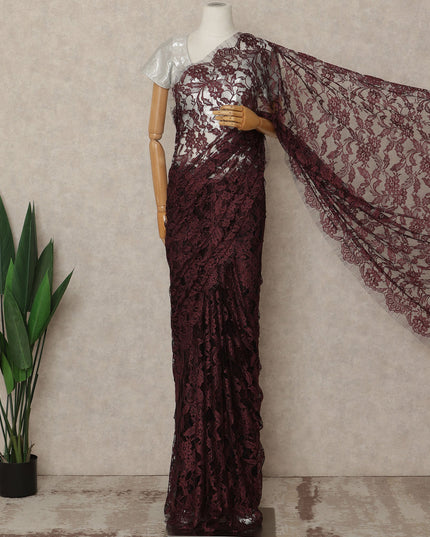 Maroon 2Tone Premium French Chantilly Saree Lace 5.5 Mtrs 110 Cms Width France-D27791