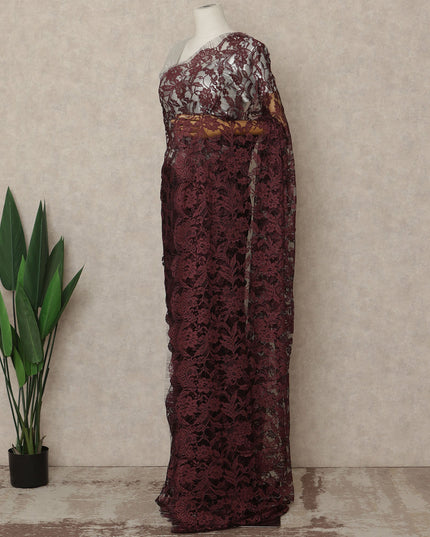 Maroon 2Tone Premium French Chantilly Saree Lace 5.5 Mtrs 110 Cms Width France-D27791