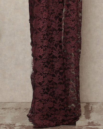 Maroon 2Tone Premium French Chantilly Saree Lace 5.5 Mtrs 110 Cms Width France-D27791