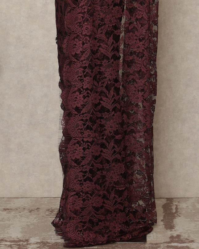 Maroon 2Tone Premium French Chantilly Saree Lace 5.5 Mtrs 110 Cms Width France-D27791