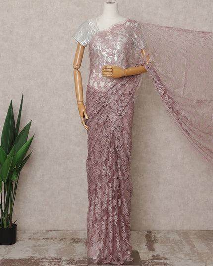 Mauve Premium French Chantilly Lace Saree Fabric 5.5 Mtrs with 110 Cms Width – Imported from France-D25631