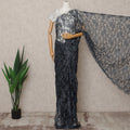 Charcoal Grey Premium 2-Tone French Chantilly Lace Saree Fabric 5.5 Mtrs with 110 Cms Width – Imported from France-D25667