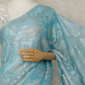 Sky Blue Premium French Silk Chiffon Saree With Silver Floral Woven Design 5.5 Mtrs Length 110 Cms Width, Made in France and  Blouse Not Included-D27217