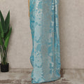 Sky Blue Premium French Silk Chiffon Saree With Silver Floral Woven Design 5.5 Mtrs Length 110 Cms Width, Made in France and  Blouse Not Included-D27217