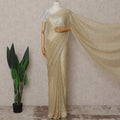 French Chantilly Lace Saree Piece - Champagne Gold