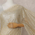 French Chantilly Lace Saree Piece - Champagne Gold