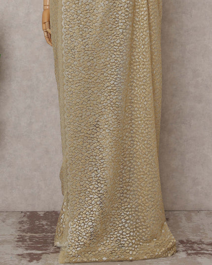 French Chantilly Lace Saree Piece - Champagne Gold