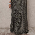 Black Gold Premium French Metallic Chantilly Saree Lace, 5.5 Mtrs Length, 110 Cms Width, Made in France-D24449