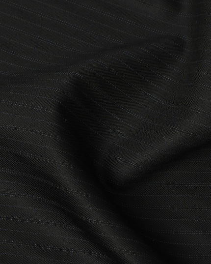 Black Super 160’s All Wool Suiting Fabric, 150 cm Width, 4.0 Mtrs Piece, Premium Italian Tailoring Cloth, Made in Italy-D26796