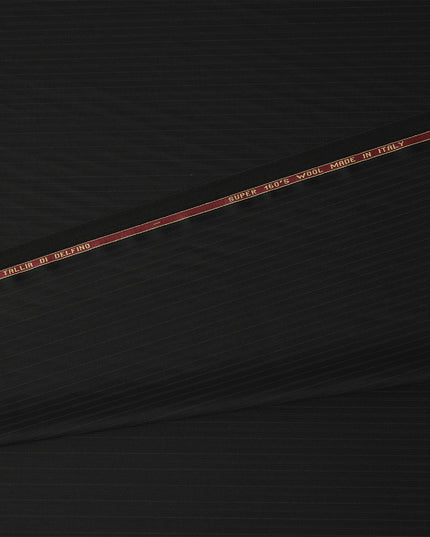 Black Super 160’s All Wool Suiting Fabric, 150 cm Width, 4.0 Mtrs Piece, Premium Italian Tailoring Cloth, Made in Italy-D26796