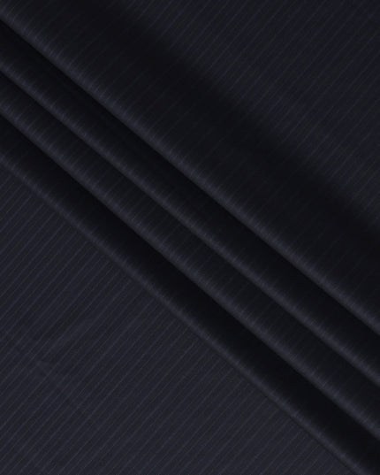Navy Blue Pinstripe Super Fine All Wool Suiting Fabric, 150 cm Width, 4.0 Mtrs Piece, Premium Italian Tailoring Cloth, Made in Italy-D26798