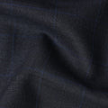 Navy Blue Checked Italian All Wool Suiting Fabric, 150 cm Width, 4.0 Mtrs Piece, Premium Tailoring Cloth, Made in Italy-D26800