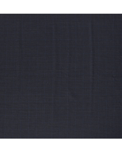 Navy Blue Checked Italian All Wool Suiting Fabric, 150 cm Width, 4.0 Mtrs Piece, Premium Tailoring Cloth, Made in Italy-D26800