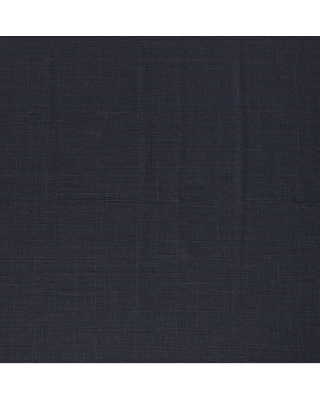 Navy Blue Checked Italian All Wool Suiting Fabric, 150 cm Width, 4.0 Mtrs Piece, Premium Tailoring Cloth, Made in Italy-D26800