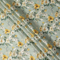 Light Green Floral Design Viscose Digital Printed Fabric, 110 Cms Width, India-D24803