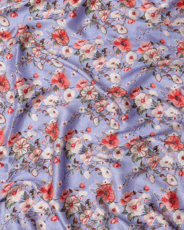 Lavender Multicolor Floral Design Viscose Fabric, 110 Cms Width, India-D24801
