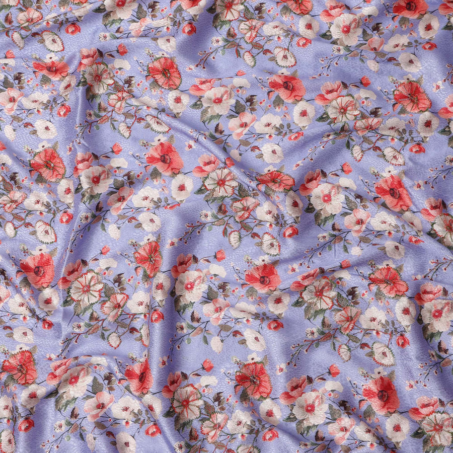 قماش فيسكوز بتصميم زهور متعدد الألوان أرجواني، عرض 110 سم، الهند - D24801