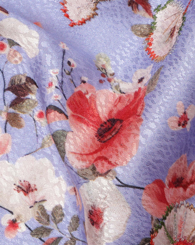 Lavender Multicolor Floral Design Viscose Fabric, 110 Cms Width, India-D24801