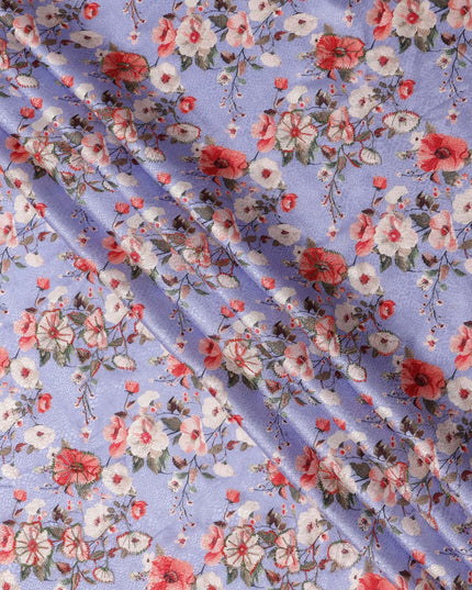 قماش فيسكوز بتصميم زهور متعدد الألوان أرجواني، عرض 110 سم، الهند - D24801