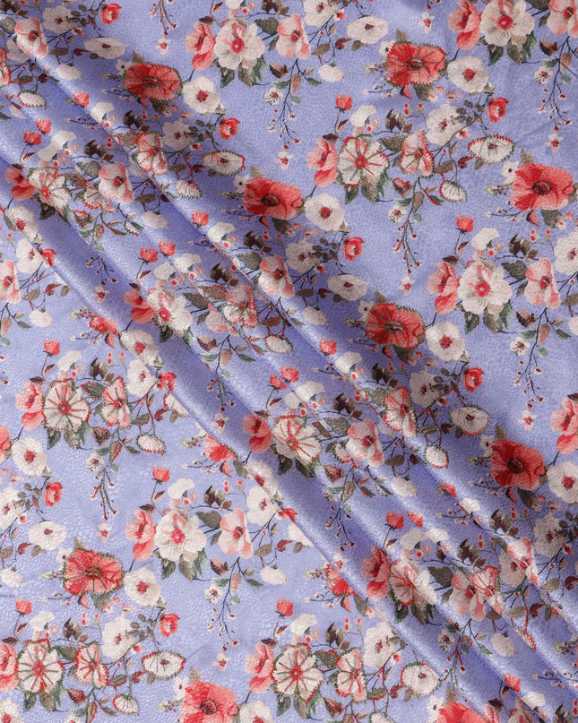 Lavender Multicolor Floral Design Viscose Fabric, 110 Cms Width, India-D24801