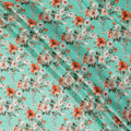 قماش فيسكوز مطبوع رقميًا بتصميم زهور باللون الأخضر المائي، عرض 110 سم، الهند - D24802
