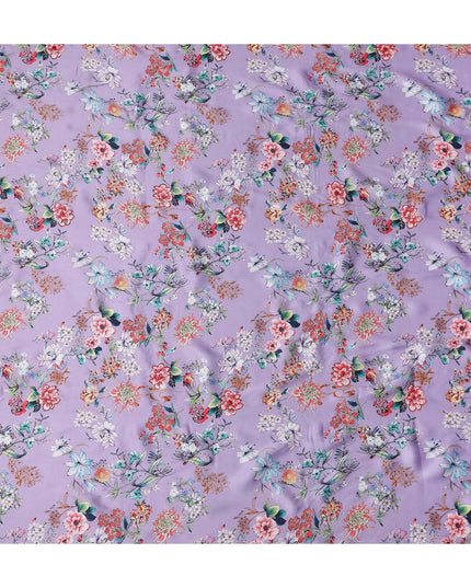 Lavender Purple Bouquet Silk Satin Fabric