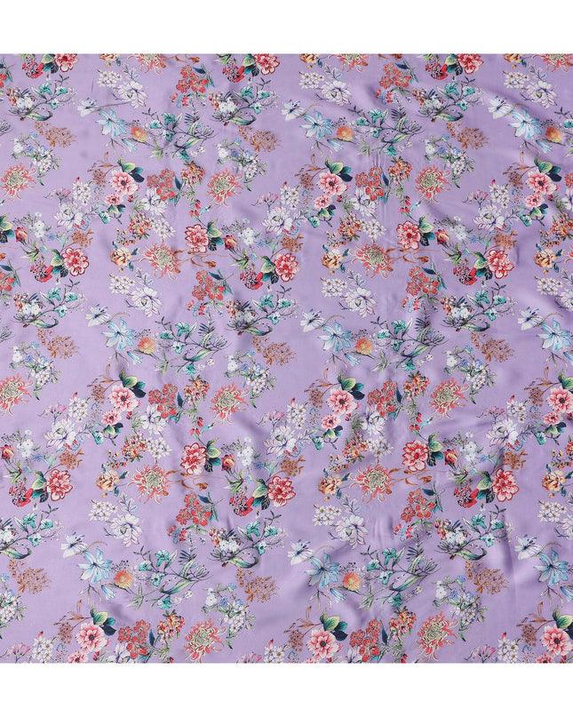 Lavender Purple Bouquet Silk Satin Fabric
