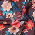 Maroon Multicolor Floral Printed Viscose Modal Satin Fabric, 110 Cms Width, India-D24807