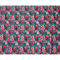 Teal Green Multicolor Floral Printed Viscose Modal Satin Fabric, 110 Cms Width, India-D24810