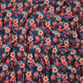 Navy Blue Multicolor Floral Printed Viscose Modal Satin Fabric, 110 Cms Width, India-D24811