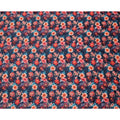 Navy Blue Multicolor Floral Printed Viscose Modal Satin Fabric, 110 Cms Width, India-D24811