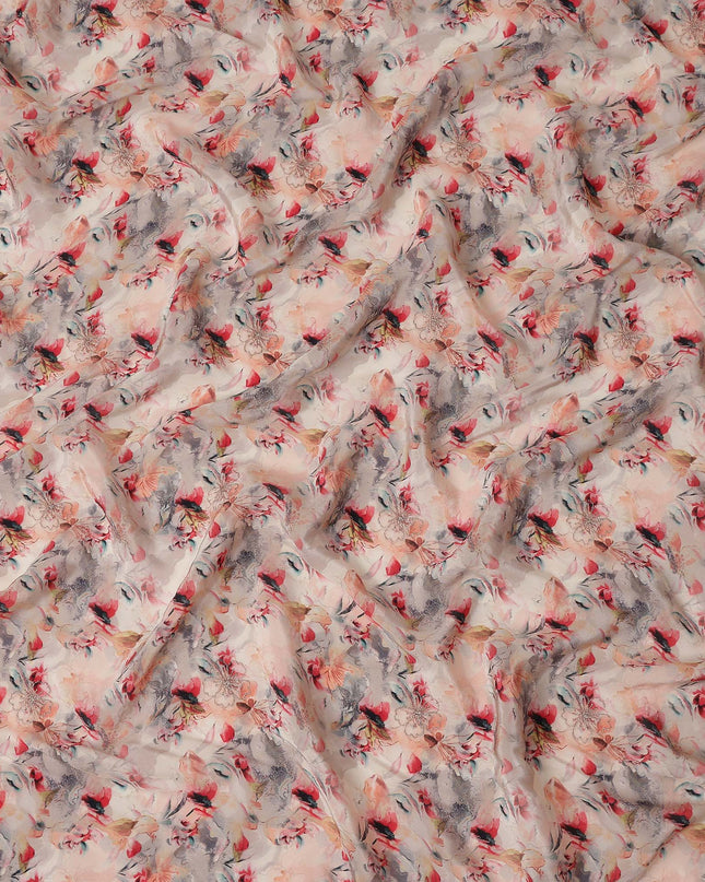 Blush Pink Floral Viscose Crepe Fabric