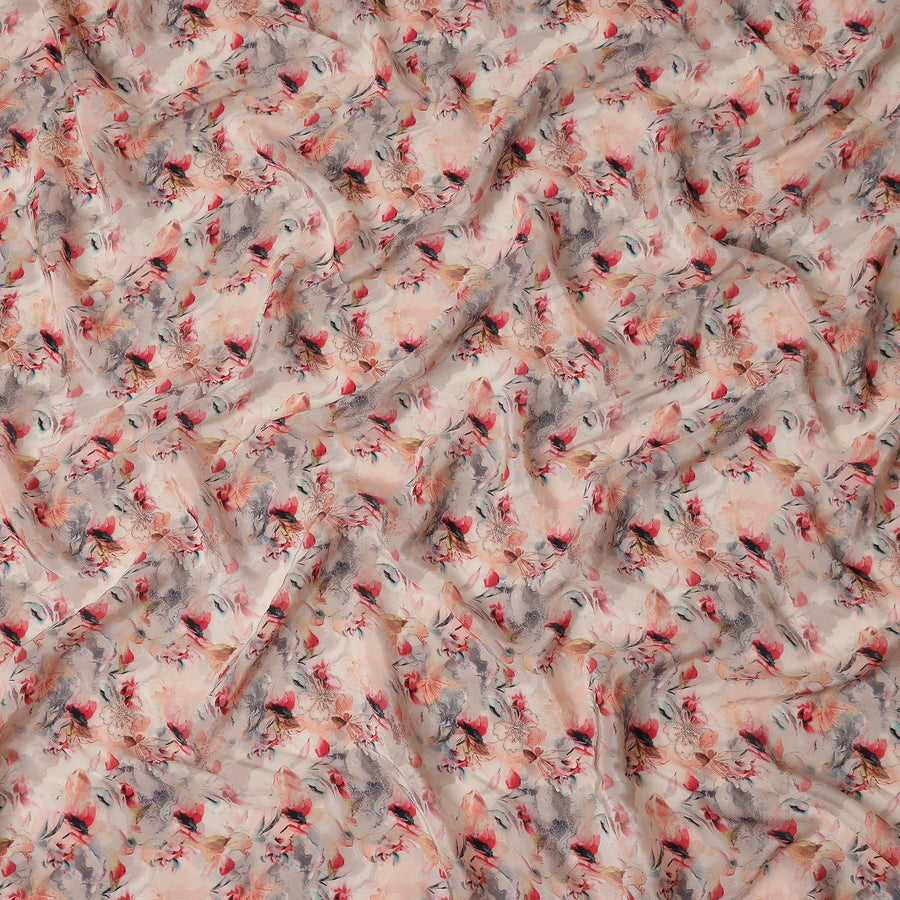 Blush Pink Floral Viscose Crepe Fabric