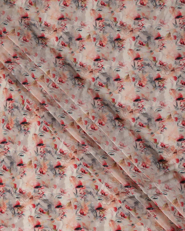 Blush Pink Floral Viscose Crepe Fabric