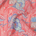 Coral Pink Floral Printed Viscose Crepe Fabric, 110 Cms Width, India-D24804