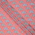 Coral Pink Floral Printed Viscose Crepe Fabric, 110 Cms Width, India-D24804