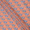 Peach Orange Floral Printed Viscose Crepe Fabric, 110 Cms Width, India-D24806