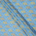 Sky Blue Floral Printed Viscose Crepe Fabric, 110 Cms Width, India-D24805