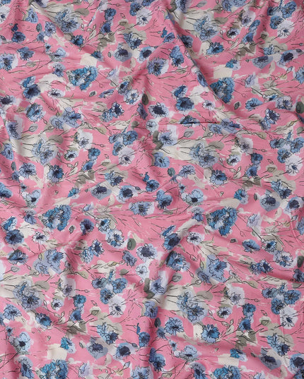 Bubblegum Pink Floral Cotton Voile Fabric 110cm