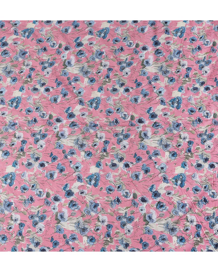 Bubblegum Pink Floral Cotton Voile Fabric 110cm