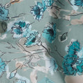 Seafoam Green Floral Cotton Voile Fabric 110cm