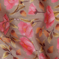 Taupe Brown Floral Cotton Voile Fabric 110cm