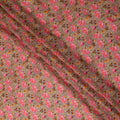 Taupe Brown Floral Cotton Voile Fabric 110cm