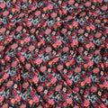 Black Multicolor Floral Printed Viscose Modal Satin Fabric, 110 Cms Width, India-D24809